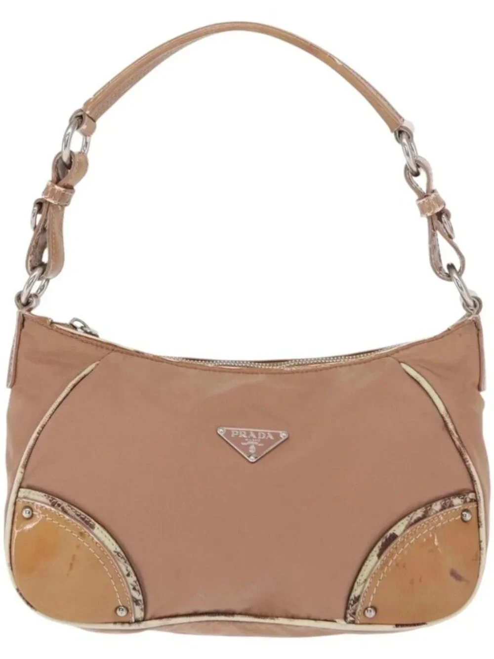 PRADA Shoulder Bag Nylon Beige Silver Auth 169041 - Picture 14 of 16